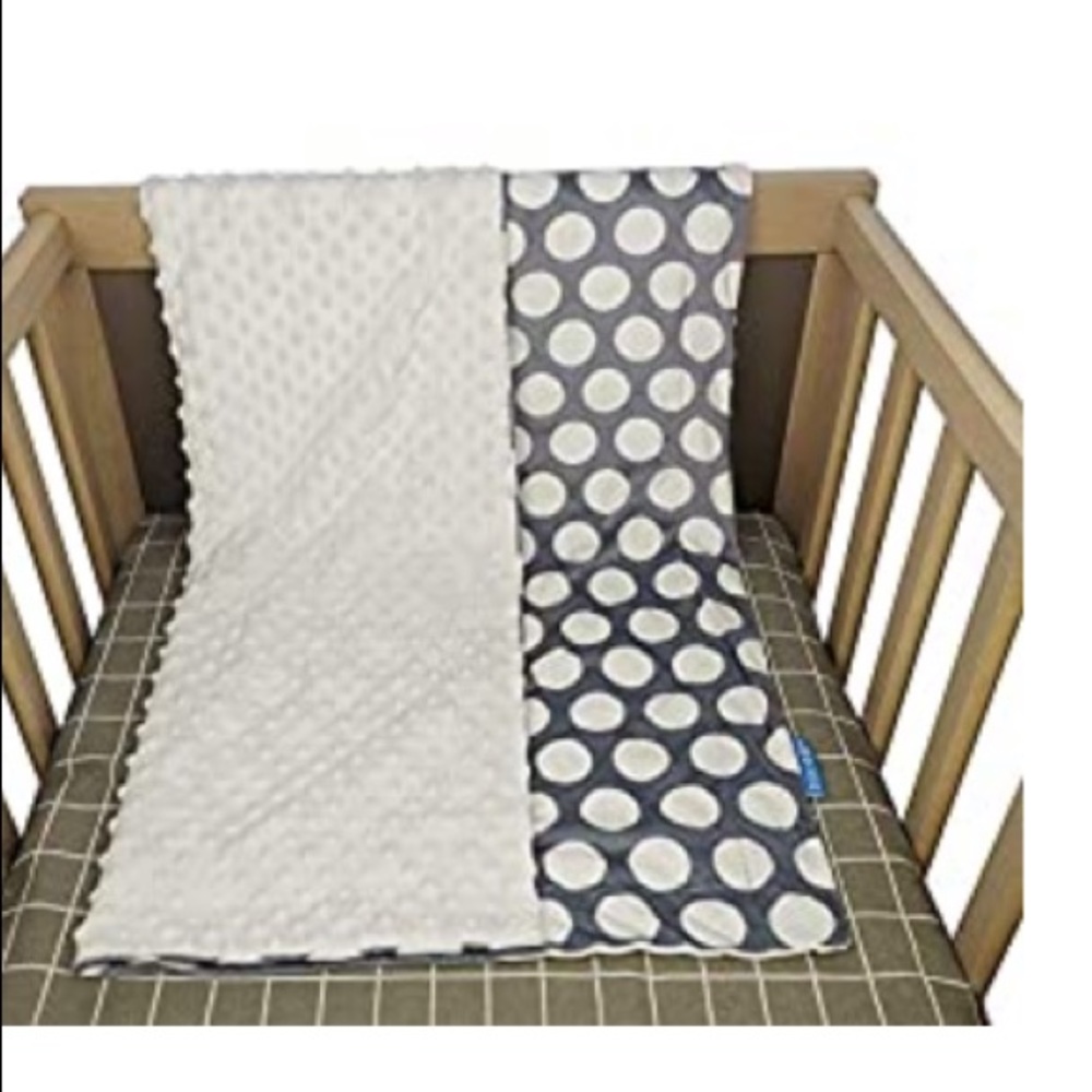 Grey and white polka dot baby blanket